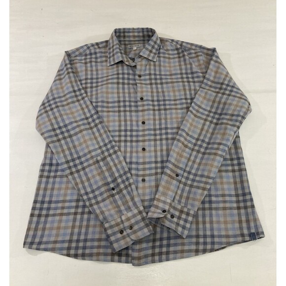 Peter Millar Hill Point Shirt Men’s L Blue Plaid Cotton Button Up Preppy - Picture 3 of 8